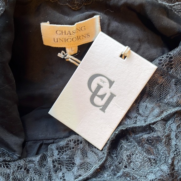 Chasing Unicorns You'll Never Walk Alone Black Cotton Gauze Slip Maxi - Picture 10 of 10